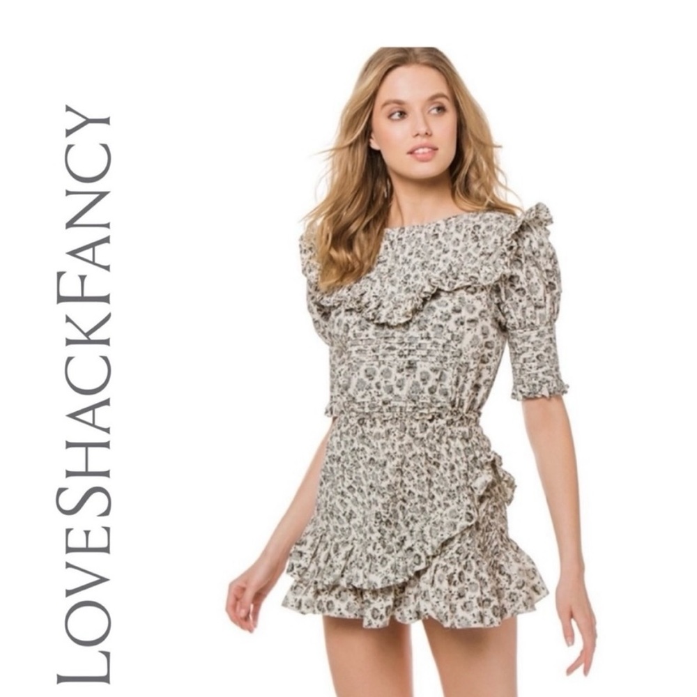 Loveshackfancy Floreen dress in warm grey